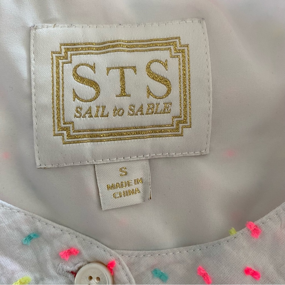 NWOT Sail to Sable dress Neon Clip Dot multi confetti with Pom Poms SZ Small. - Picture 6 of 13